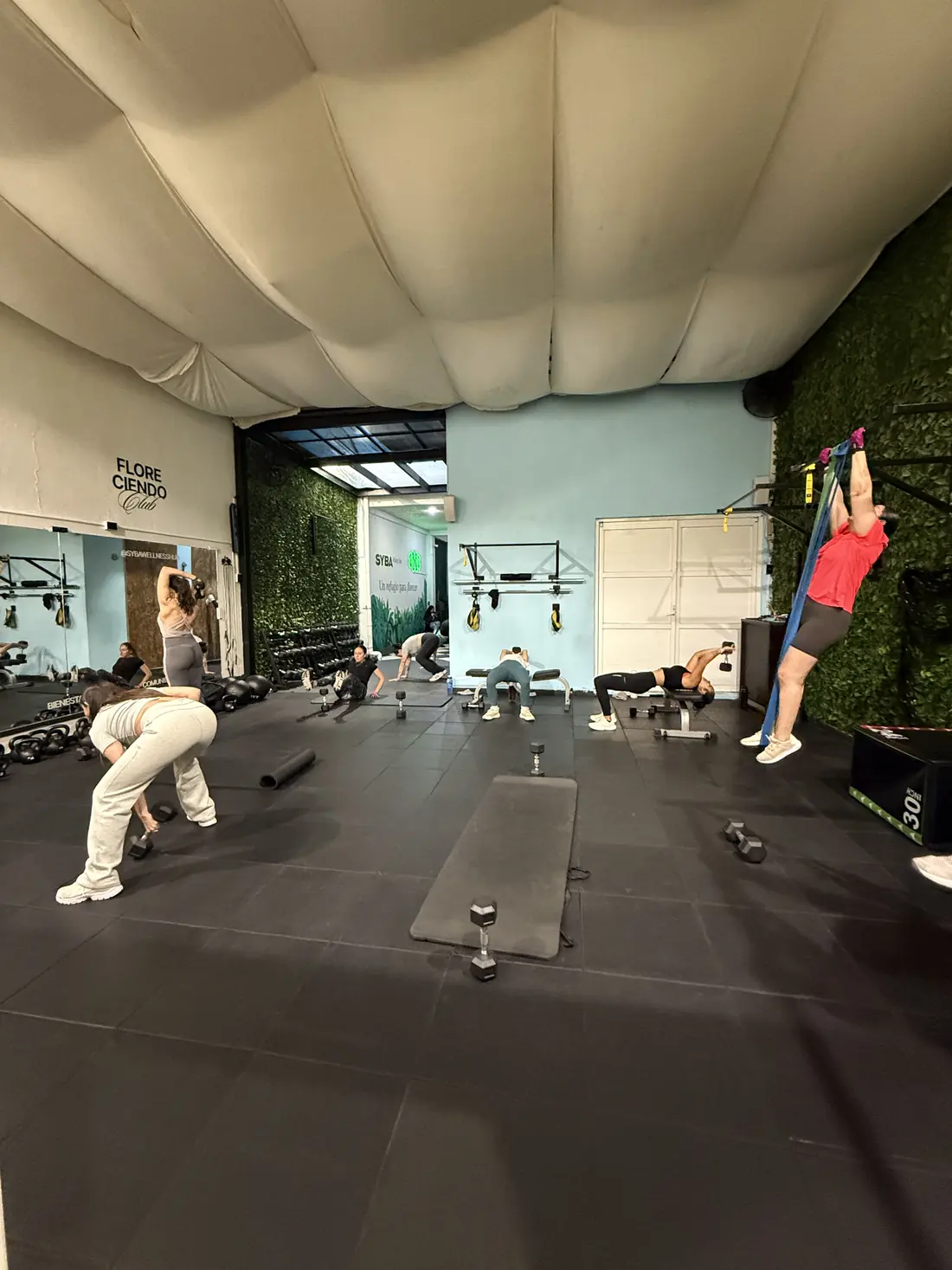 Clase de upper body en SYBA con bandas de resistencia