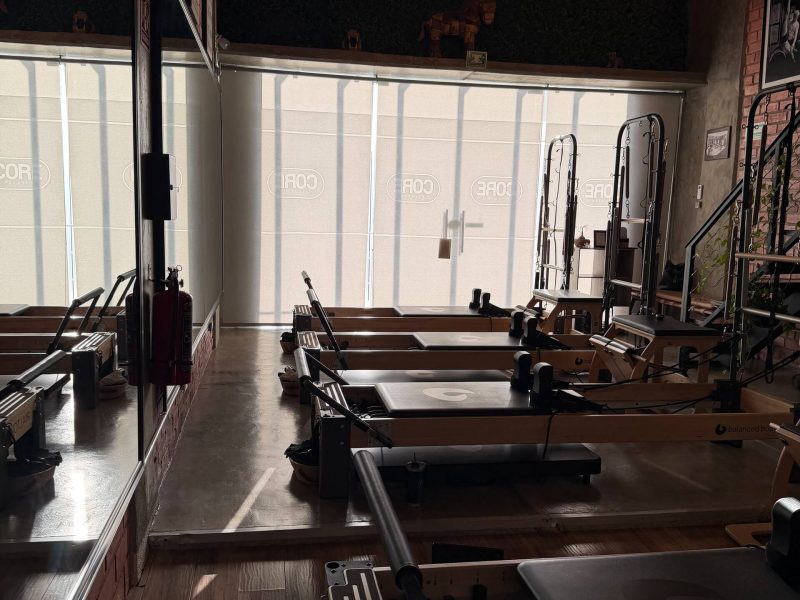 Reformer frente a la pared de ladrillo del estudio